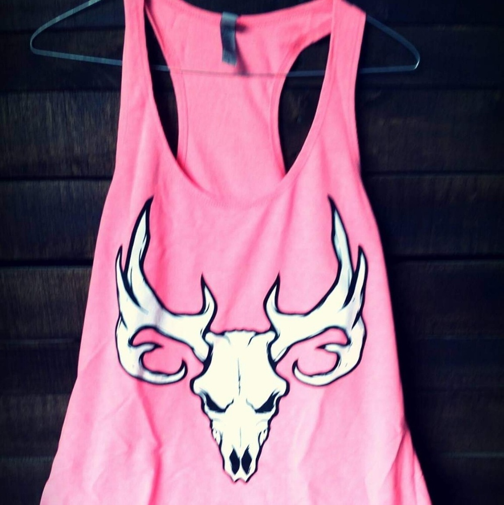 Neon pink deer tank top